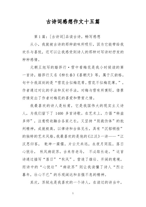 古诗词感想作文十五篇