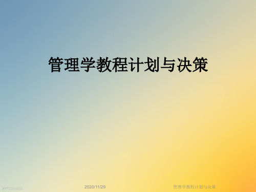 管理学教程计划与决策
