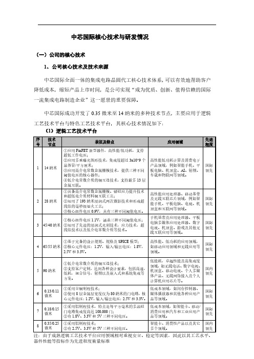 中芯国际核心技术与研发情况