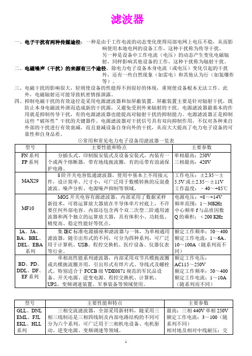 滤波器总体概述