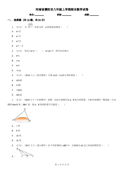 河南省濮阳市八年级上学期期末数学试卷