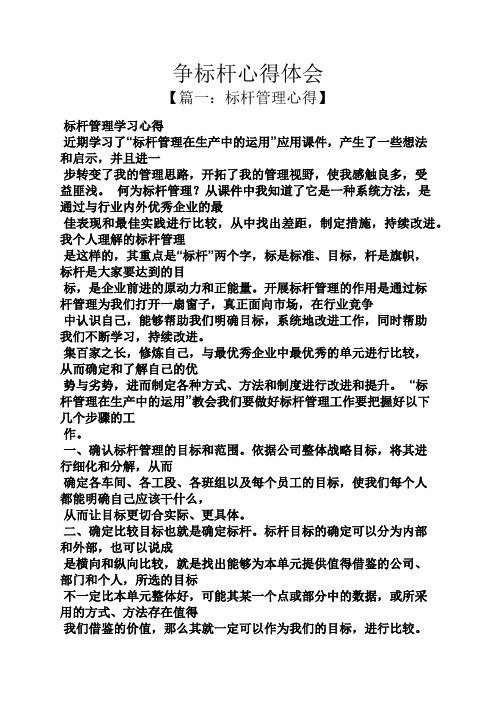 争标杆心得体会