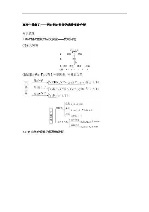 高考生物复习——两对相对性状的遗传实验分析