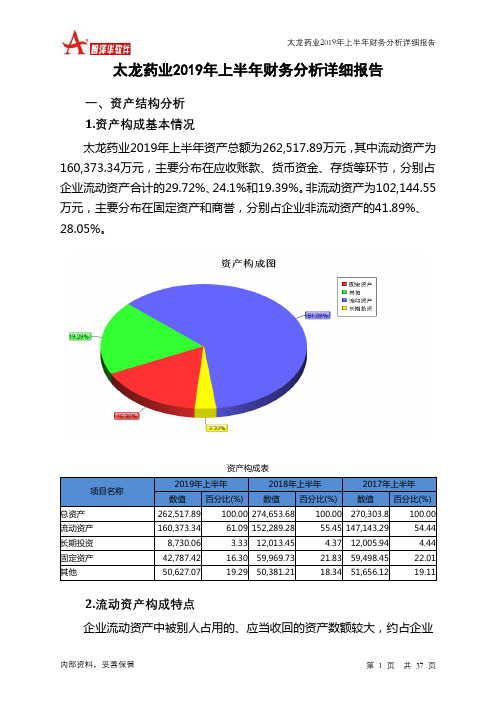 太龙药业2019年上半年财务分析详细报告