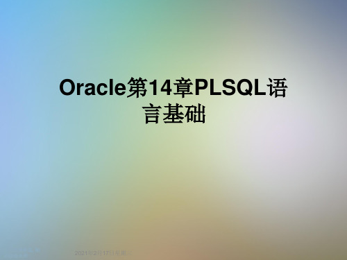 Oracle第14章PLSQL语言基础