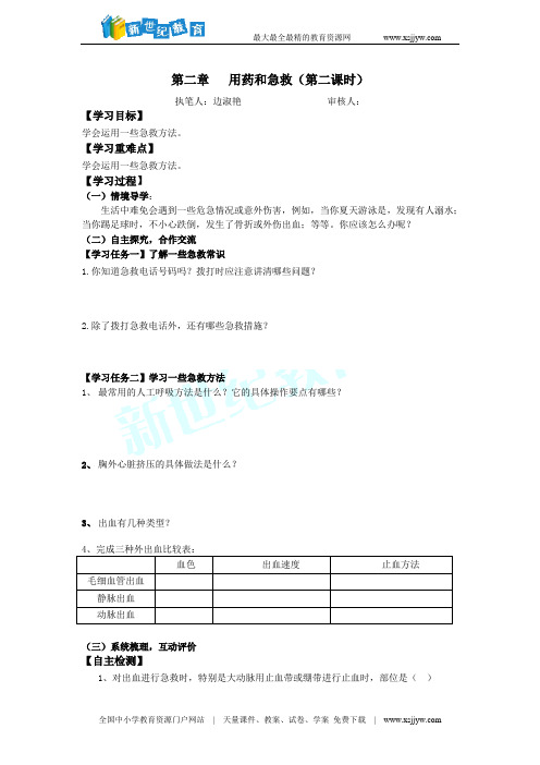 第二章 用药与急救 教学案