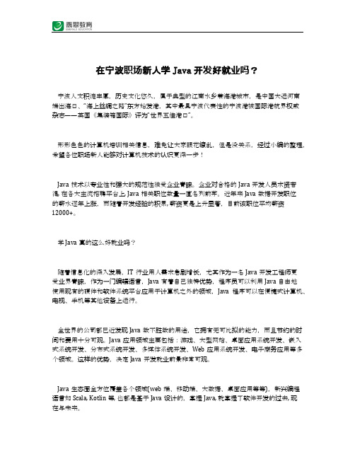 在宁波职场新人学Java开发好就业吗？