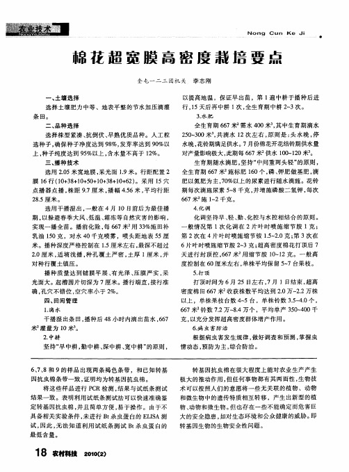 棉花超宽膜高密度栽培要点