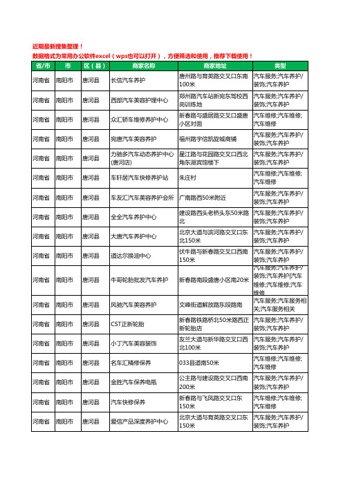 2020新版河南省南阳市唐河县汽车保养工商企业公司商家名录名单黄页联系方式大全50家