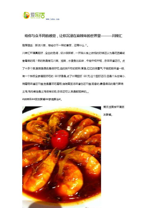 给你与众不同的感觉,让你沉浸在麻辣味的世界里———川辣汇