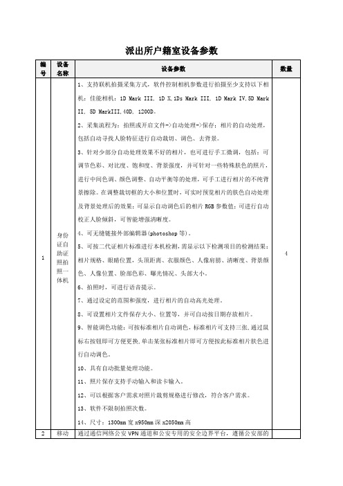 派出所户籍室设备参数