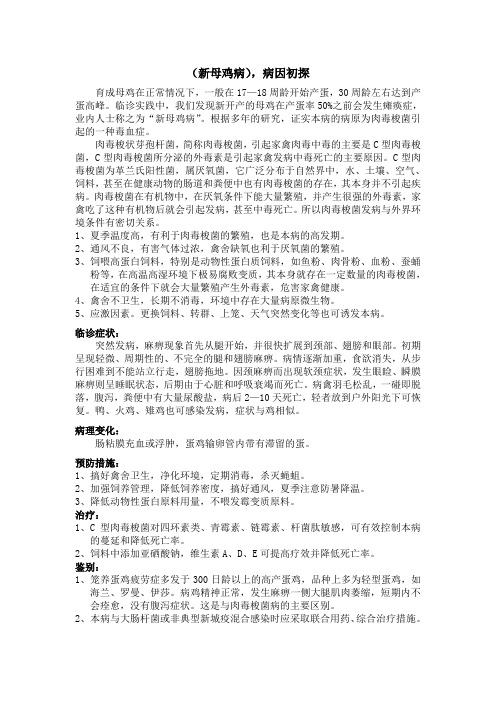 新母鸡病病因初探