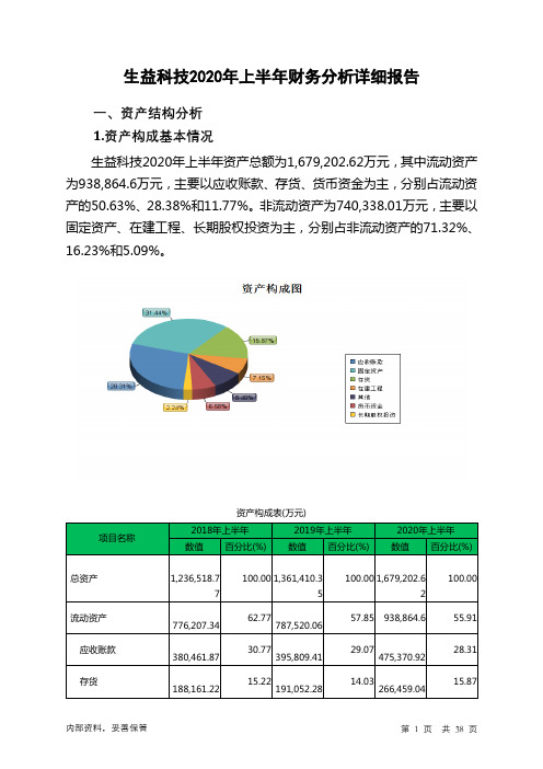 生益科技2020年上半年财务分析详细报告