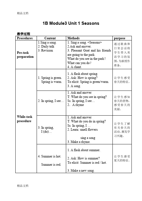 最新1B-M3U1-Seasons教案
