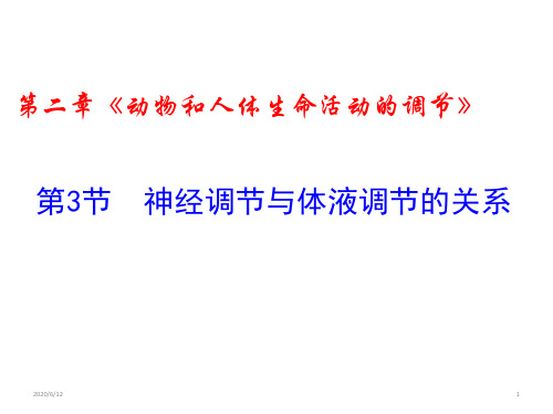 高中生物 人教版 必修3 第2章 动物和人体生命活动的调节 2.3神经调节和体液调节的关系  课件 (21张PPT)