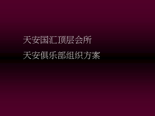 天安国汇顶层会所天安俱乐部组织方案精品PPT课件