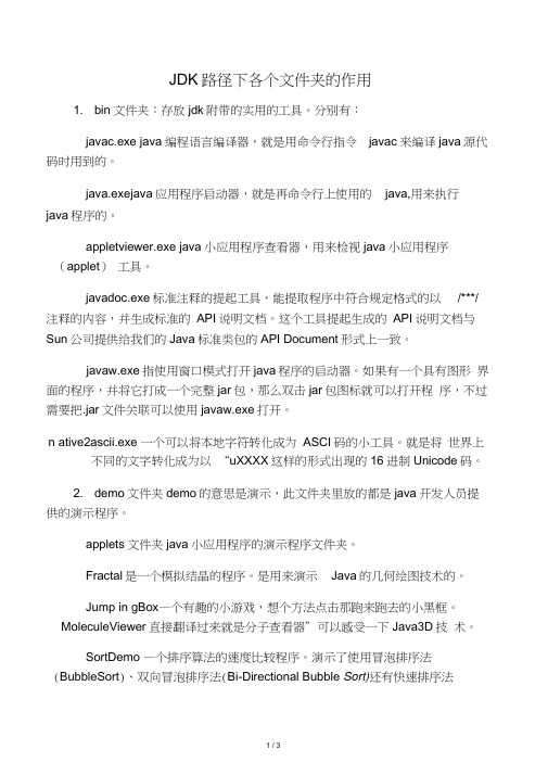 JDK路径下各个文件夹的作用