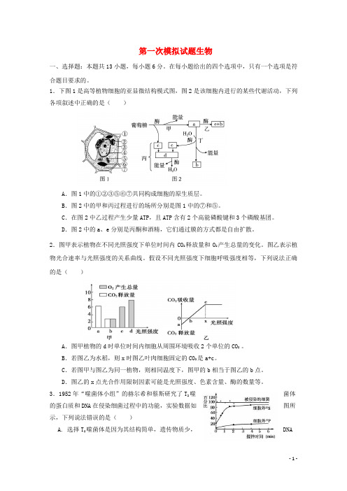 广东省清远市清新区滨江高三生物第一次模拟考试试题