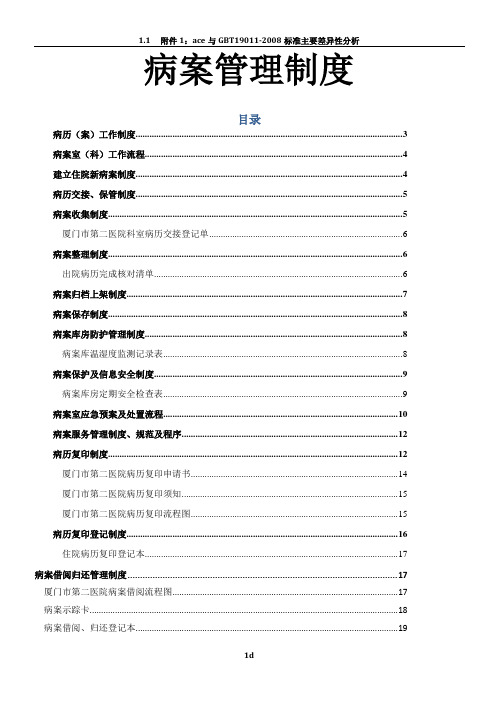 病案管理制度(全套、附表)