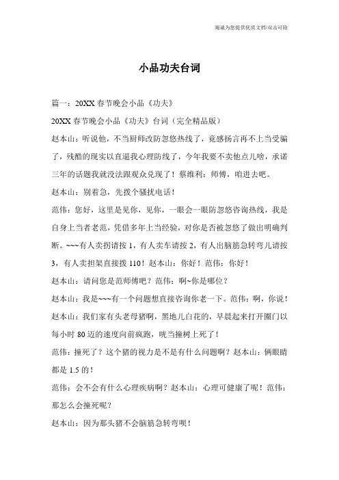 小品功夫台词