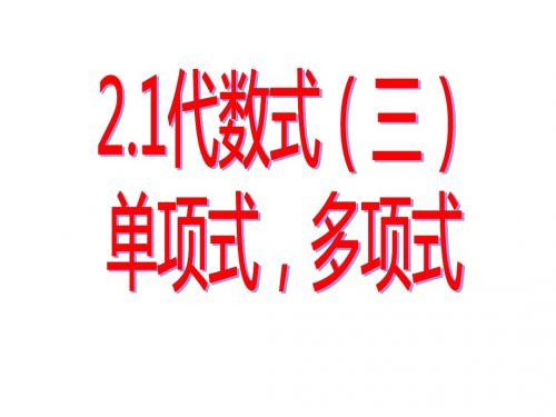 沪科版七年级上2.1代数式(三)单项式,多项式课件