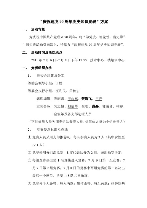 庆祝建党90周年党史知识竞赛