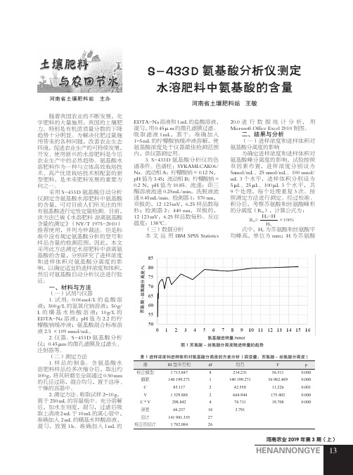 S433D氨基酸分析仪测定水溶肥料中氨基酸的含量