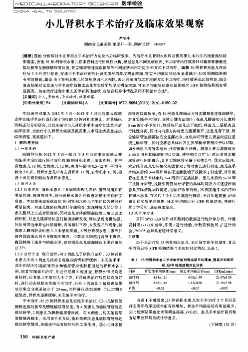 小儿肾积水手术治疗及临床效果观察