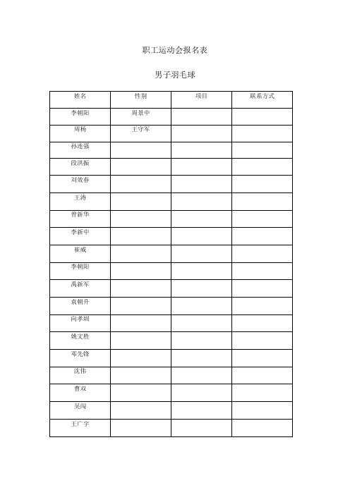 职工运动会报名表