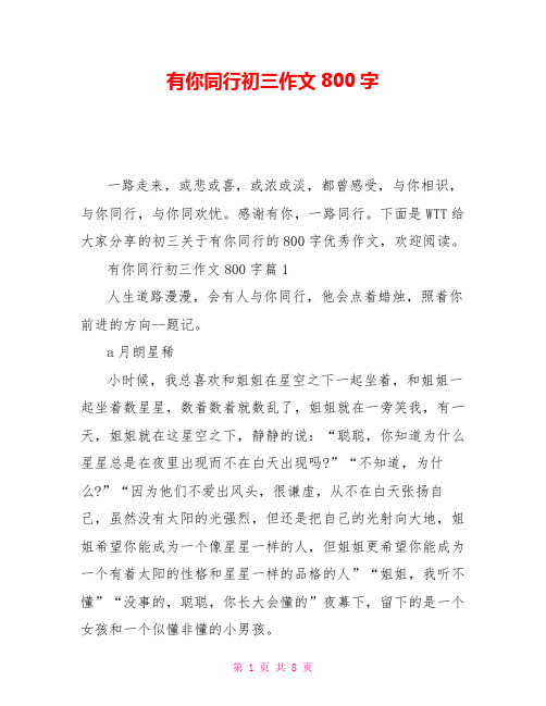 有你同行初三作文800字