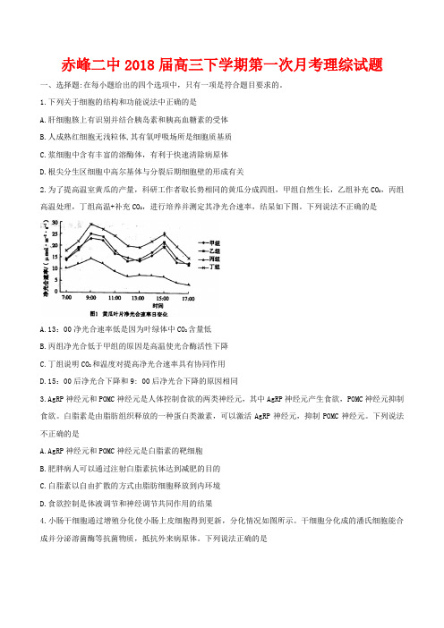 内蒙古赤峰二中2018届高三下学期第一次月考理综试题(word版附答案)