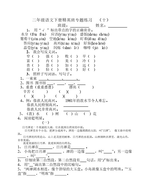 二年级语文下册精英班专题练习.10doc (3)