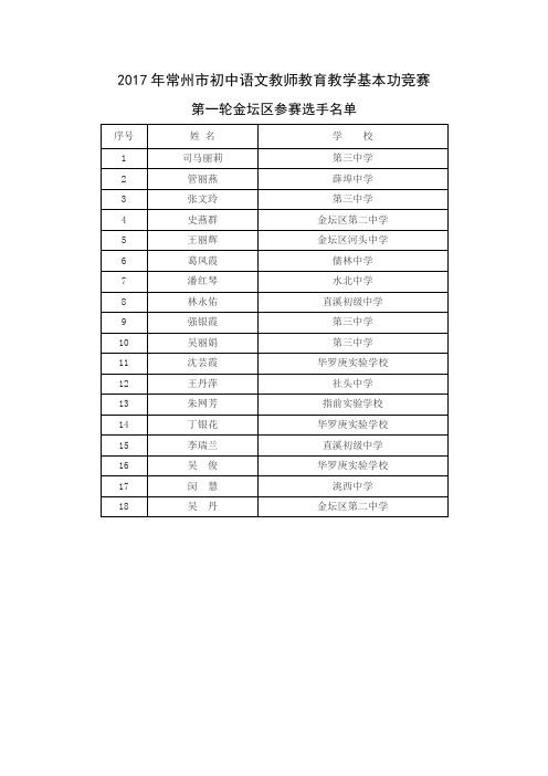 常州市初中语文教师教育教学基本功竞赛