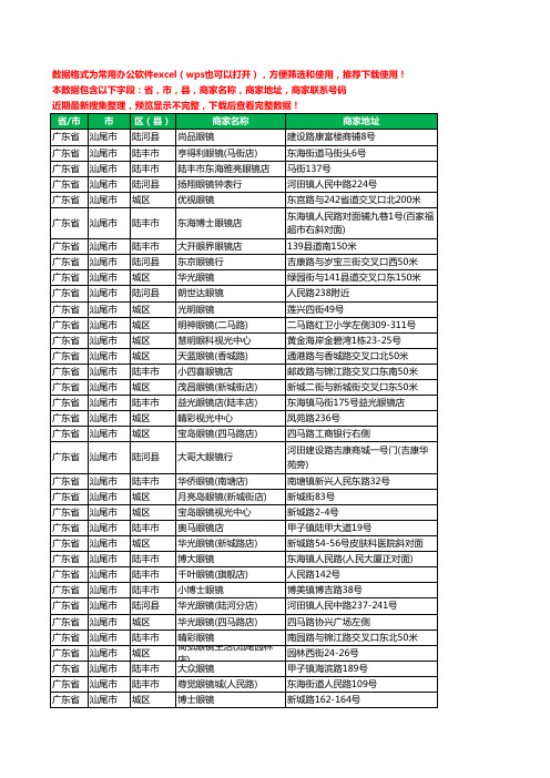2020新版广东省汕尾市眼镜工商企业公司商家名录名单黄页联系电话号码地址大全77家