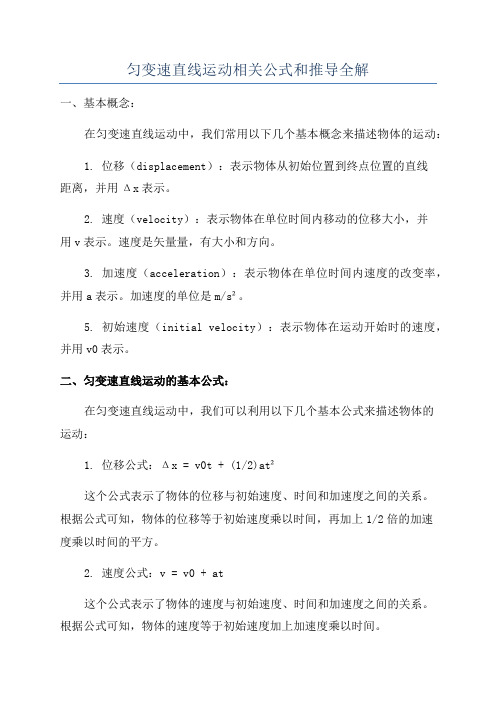 匀变速直线运动相关公式和推导全解