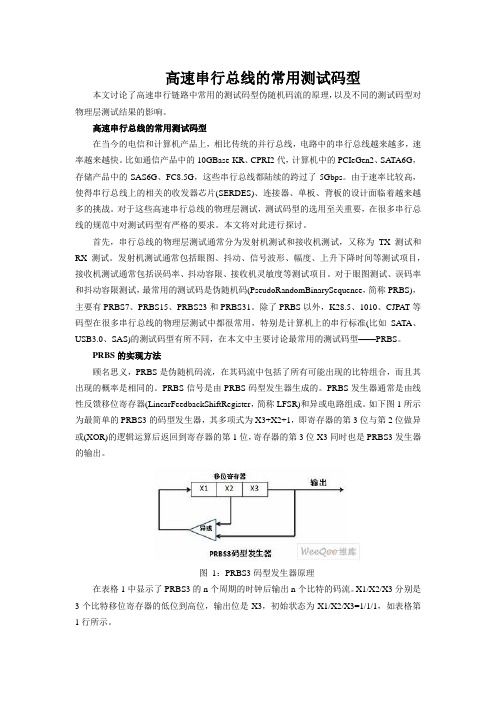 高速串行总线的常用测试码型