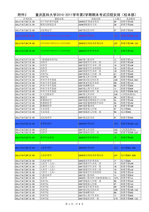 2010-2011-2期末考试日程(打印版)