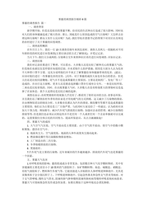 雾霾的调查报告精彩6篇