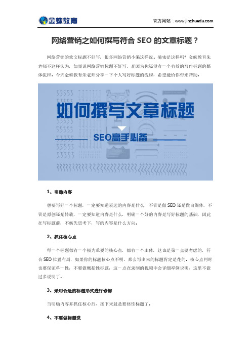 网络营销之如何撰写符合SEO的文章标题？
