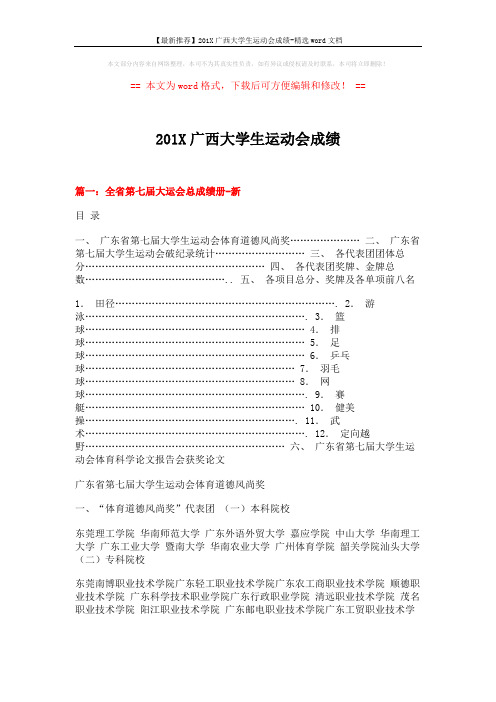 【最新推荐】201X广西大学生运动会成绩-精选word文档 (8页)
