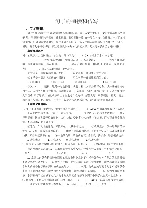 句子的衔接和仿写