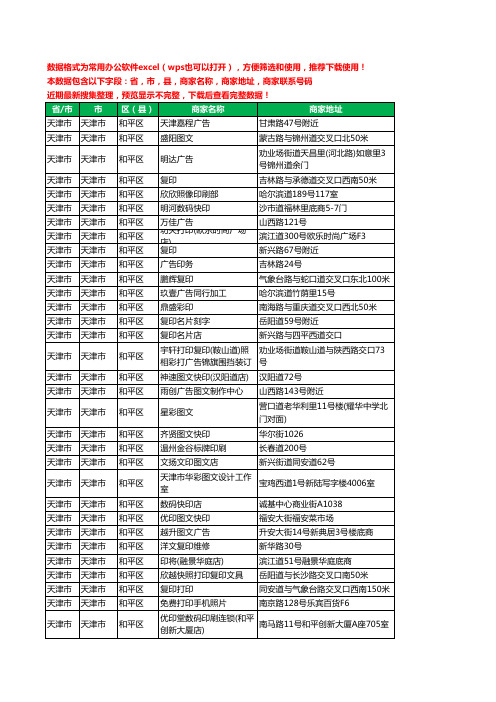 2020新版天津市天津市和平区复印工商企业公司商家名录名单黄页联系电话号码地址大全69家