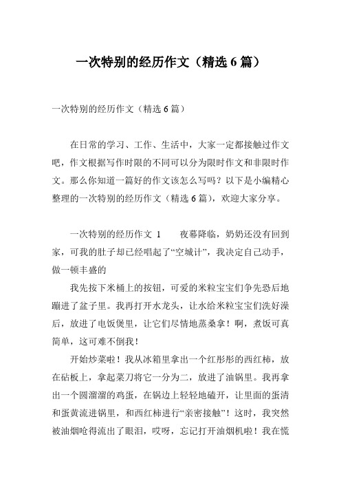 一次特别的经历作文(精选6篇)
