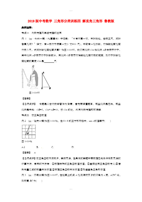 2019版中考数学 三角形分类训练四 解直角三角形 鲁教版