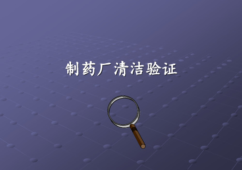 制药厂清洁验证 PPT课件
