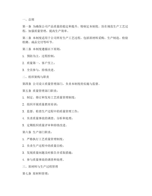 工艺质量管理制度模板