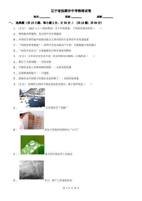 辽宁省抚顺市中考物理试卷