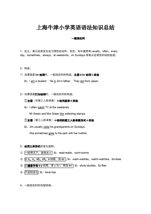 上海牛津小学英语语法知识总结_共5页
