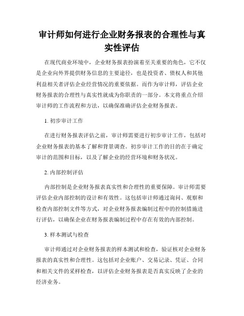 审计师如何进行企业财务报表的合理性与真实性评估