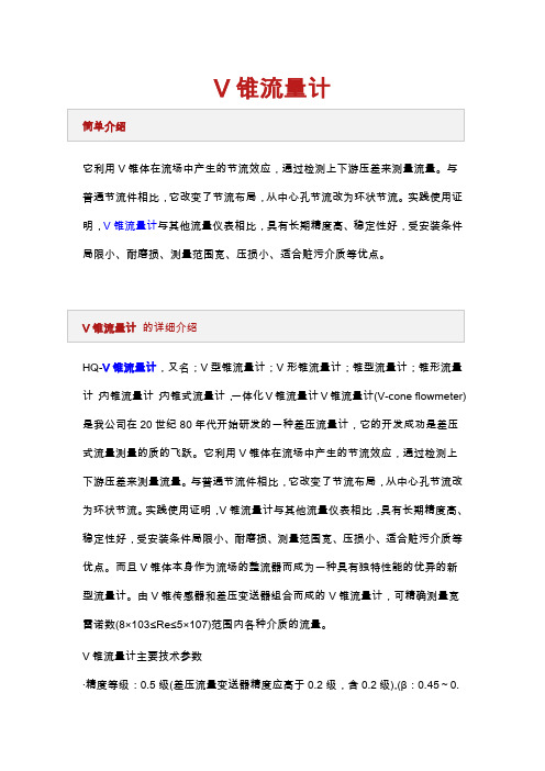 V锥流量计